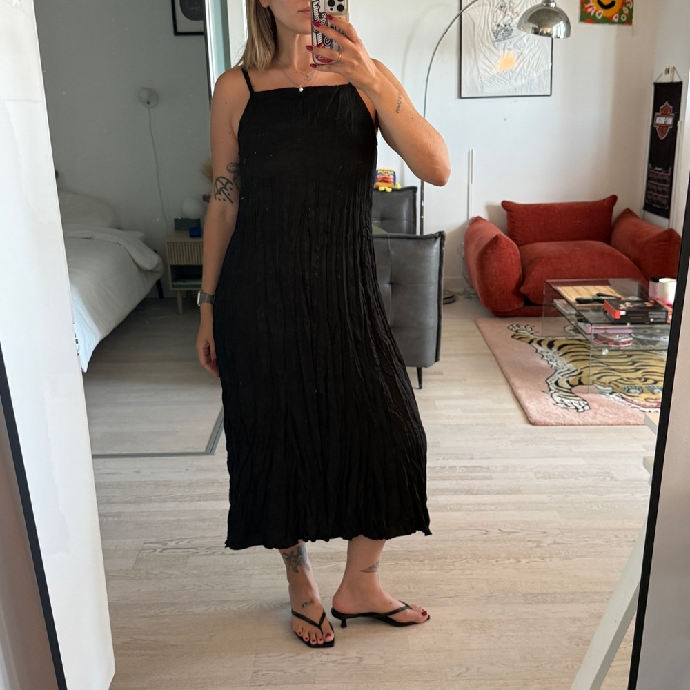 OAK + FORT Ruffled Black Maxi Dress